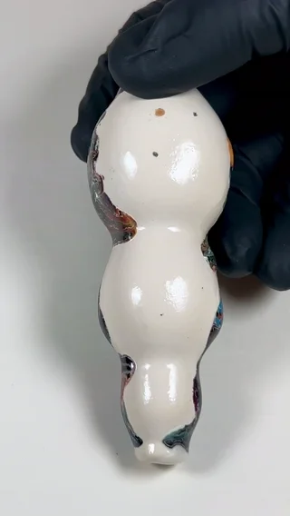 Preview pic of Bulbous Pipe - 4.25 Inches - Ceramic - Chip Glaze Technique - Free Shipping