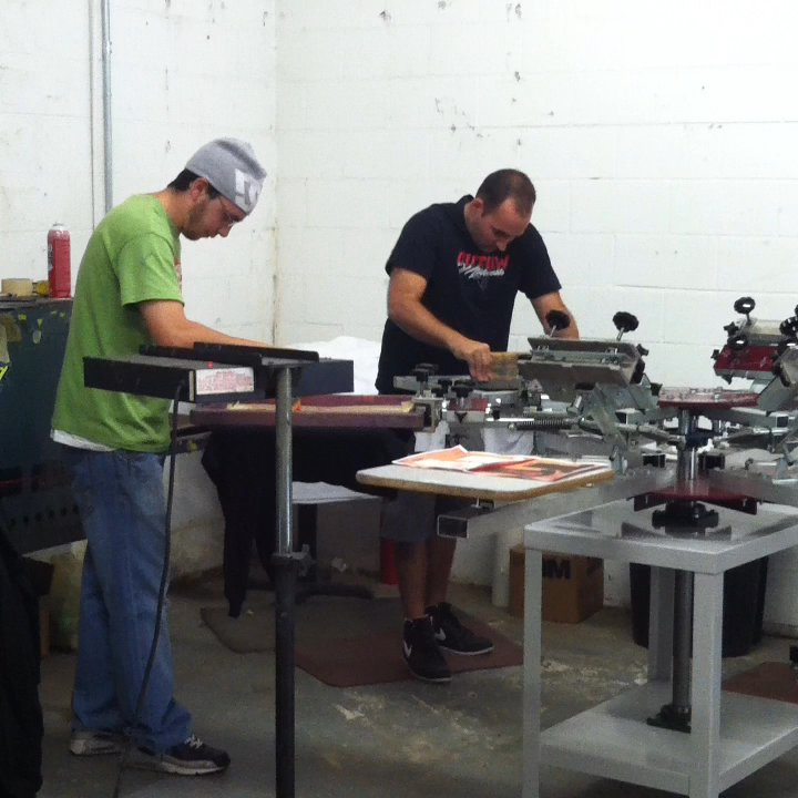 Critical Screenprinting - Ryan (left) and Kyle working on getting the shirts screen printed. - Screen Printing Near Me - Uncasville, Connecticut