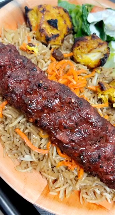 Flame Kabob - Chicken and kofta kabob platter with chickpeas - Halal Near Me - Bensalem, Pennsylvania