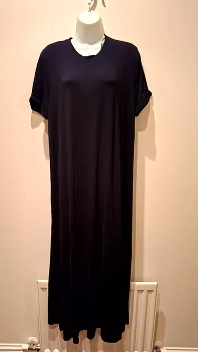 Black Short Sleeve Jersey Maxi Dress image 1