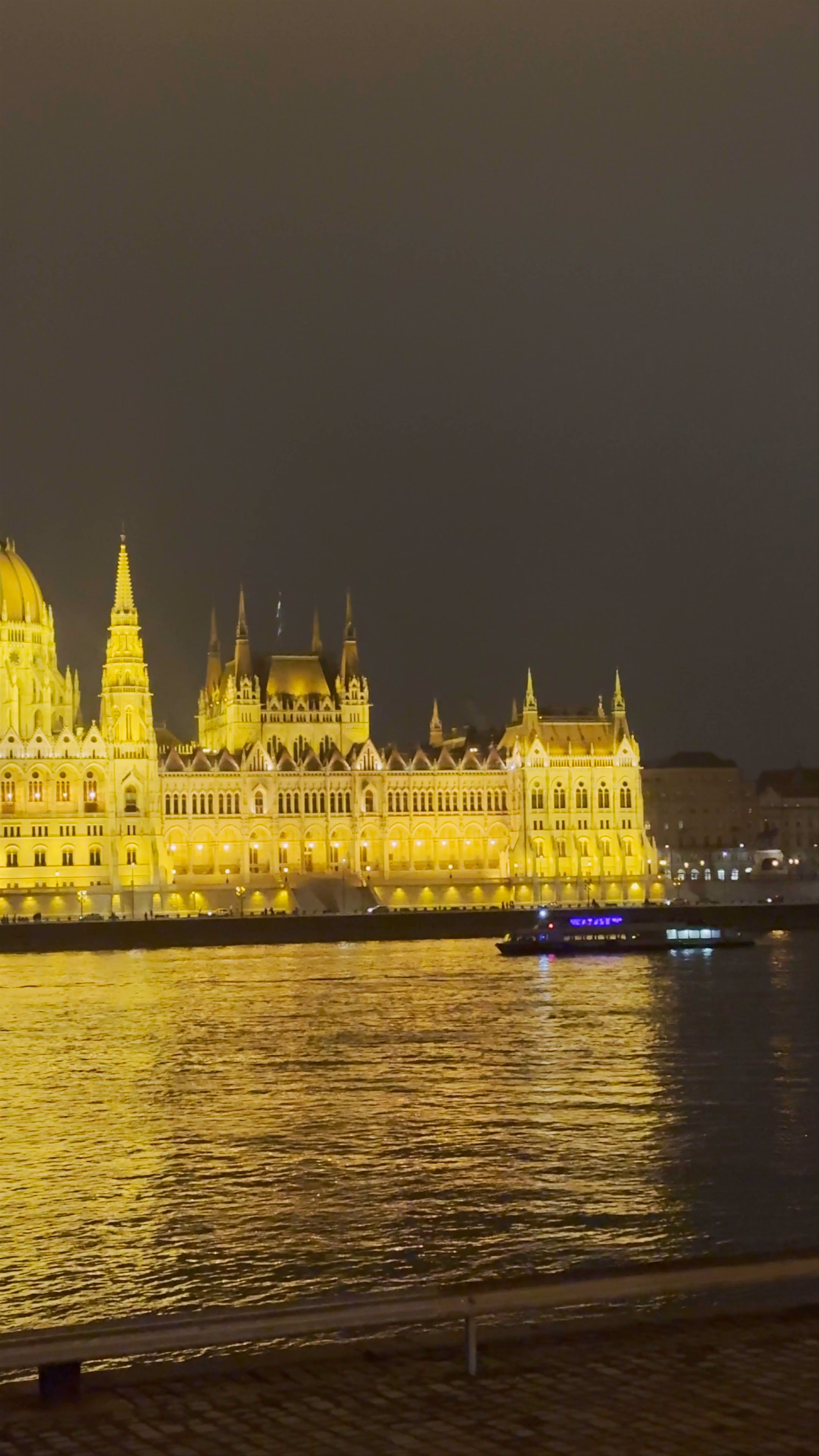 Hungarian Parliament Building Illuminated at Night, Budapest