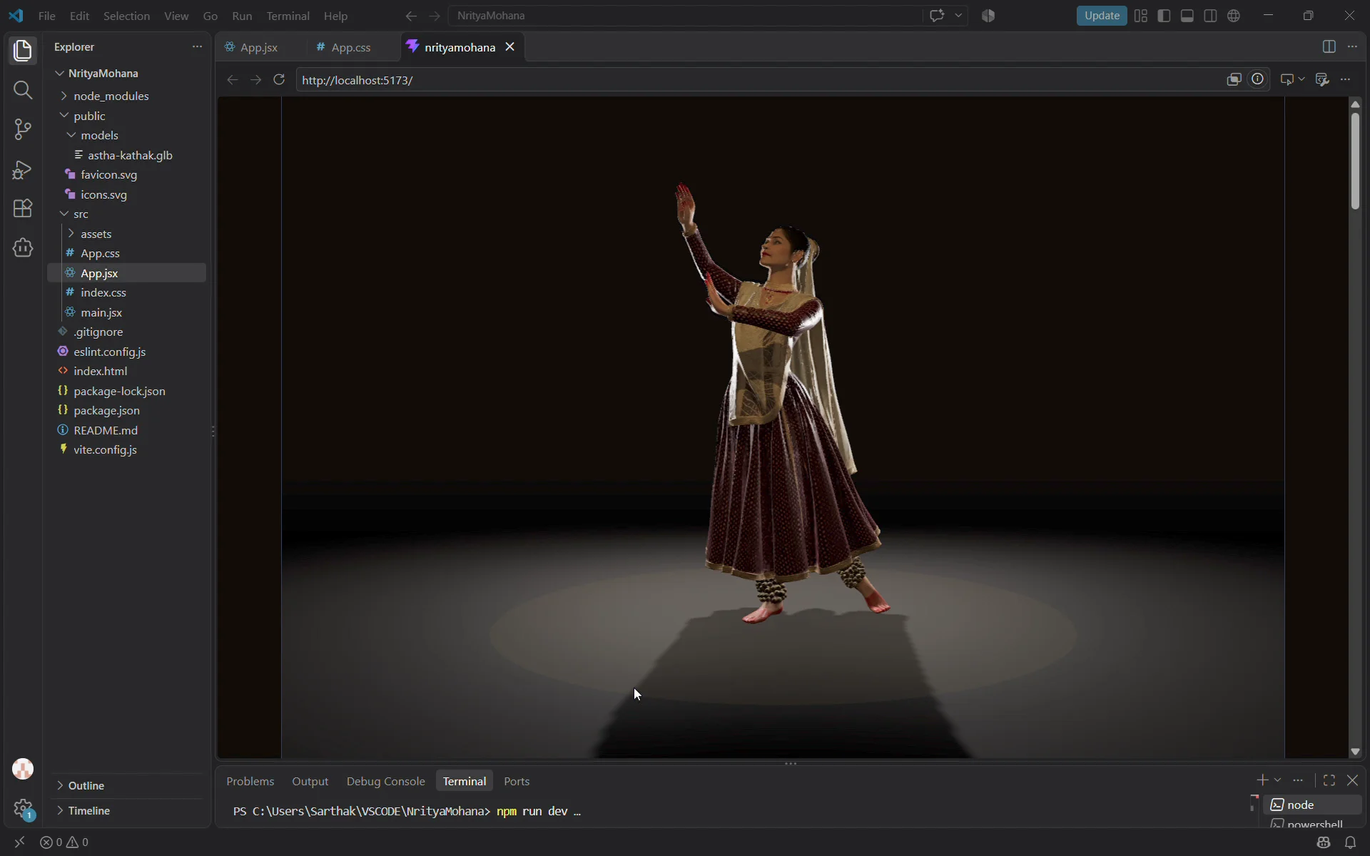 Been exploring how traditional Indian classical dance can meet immersive web design. ✨I’m building Nrityamohana, a cinematic 3D landing-page concept for a Kathak school, using React, Three.js and React Three Fiber.The idea is to move beyond a conventional hero section and use a 3D dancer, dramatic stage lighting, and scroll-driven storytelling to create an experience that feels closer to watching a performance than browsing a website.Currently experimenting with: → Real-time 3D lighting and composition → Scroll-based interactions → Creating atmosphere through light, shadow, and depth → Balancing visual storytelling with web performanceStill refining the details, especially the stage-floor interaction and lighting.I’m exploring how these techniques can help brands turn their websites into memorable experiences.If you’re a founder or brand looking for a distinctive landing page or interactive website, I’m open to freelance projects.#Framer #ThreeJS #CreativeCoding #InteractionDesign #WebDesign