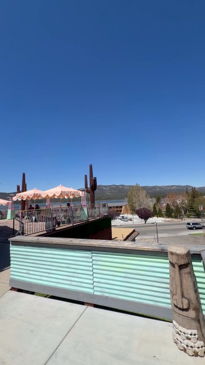 Tropicali - Entering in. You can see the patio and shark mouth entrance. Lively music. Good vibes. Cool decor inside - Hawaiian Near Me - Big Bear Lake, California