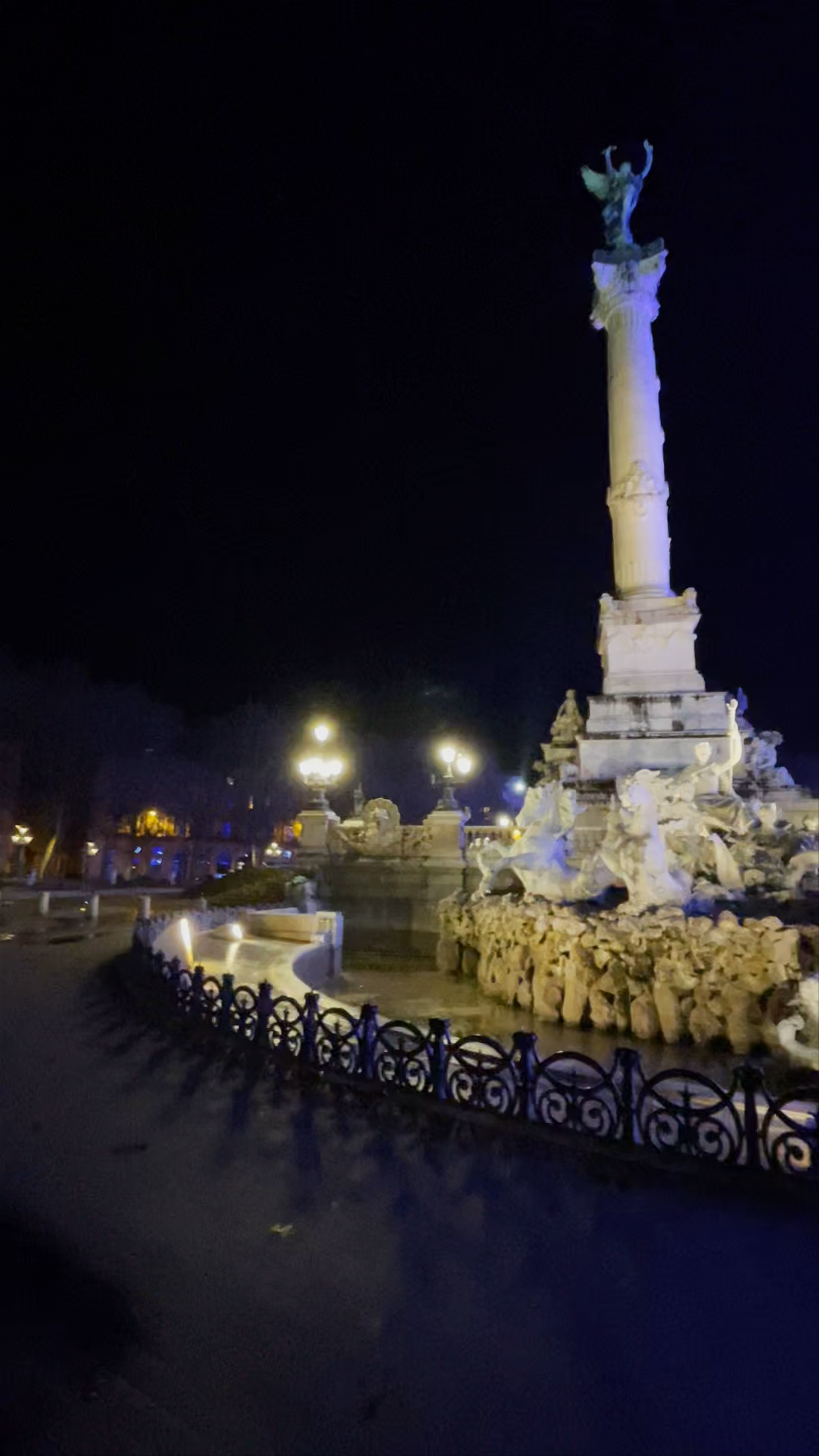 Monument aux Girondins Illuminated at Night | Bordeaux's Iconic Landmark