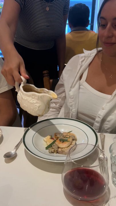 Her Place - Bouillabaisse broth being poured - French Near Me - Philadelphia, Pennsylvania