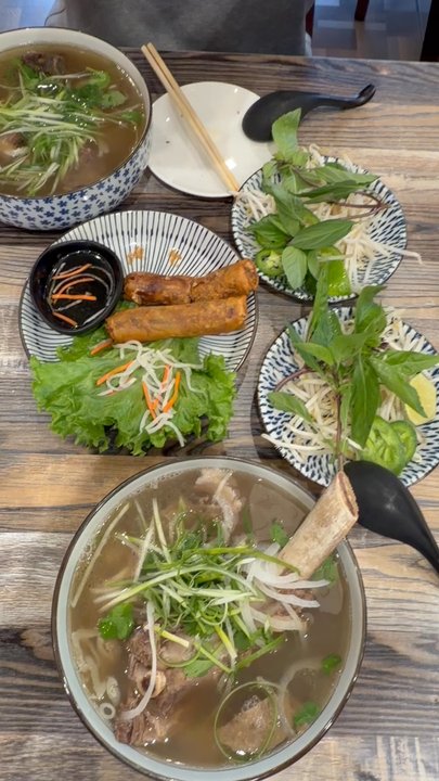 Pho Lab - Oxtail and combo + rib pho and egg rolls. - Vietnamese Near Me - Lake Forest, California