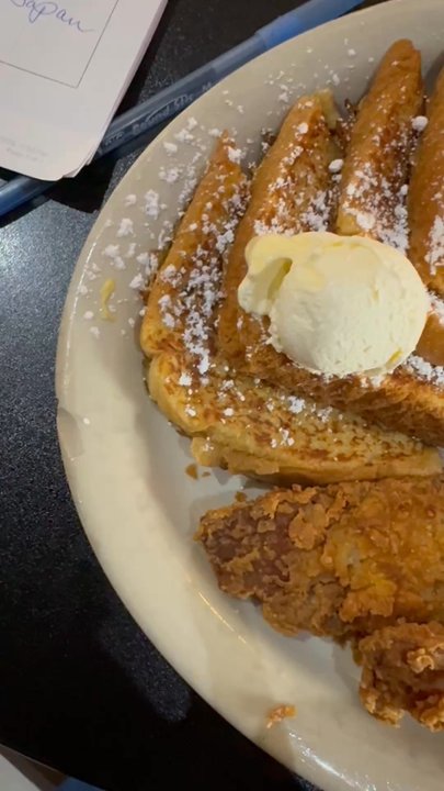 1431 Cafe - Exactly what I needed!!!   CHICKEN FRIED BACON!!!  Soft scrambled eggs and French toast!  Warm gravy and maple syrup! - American Near Me - Cedar Park, Texas