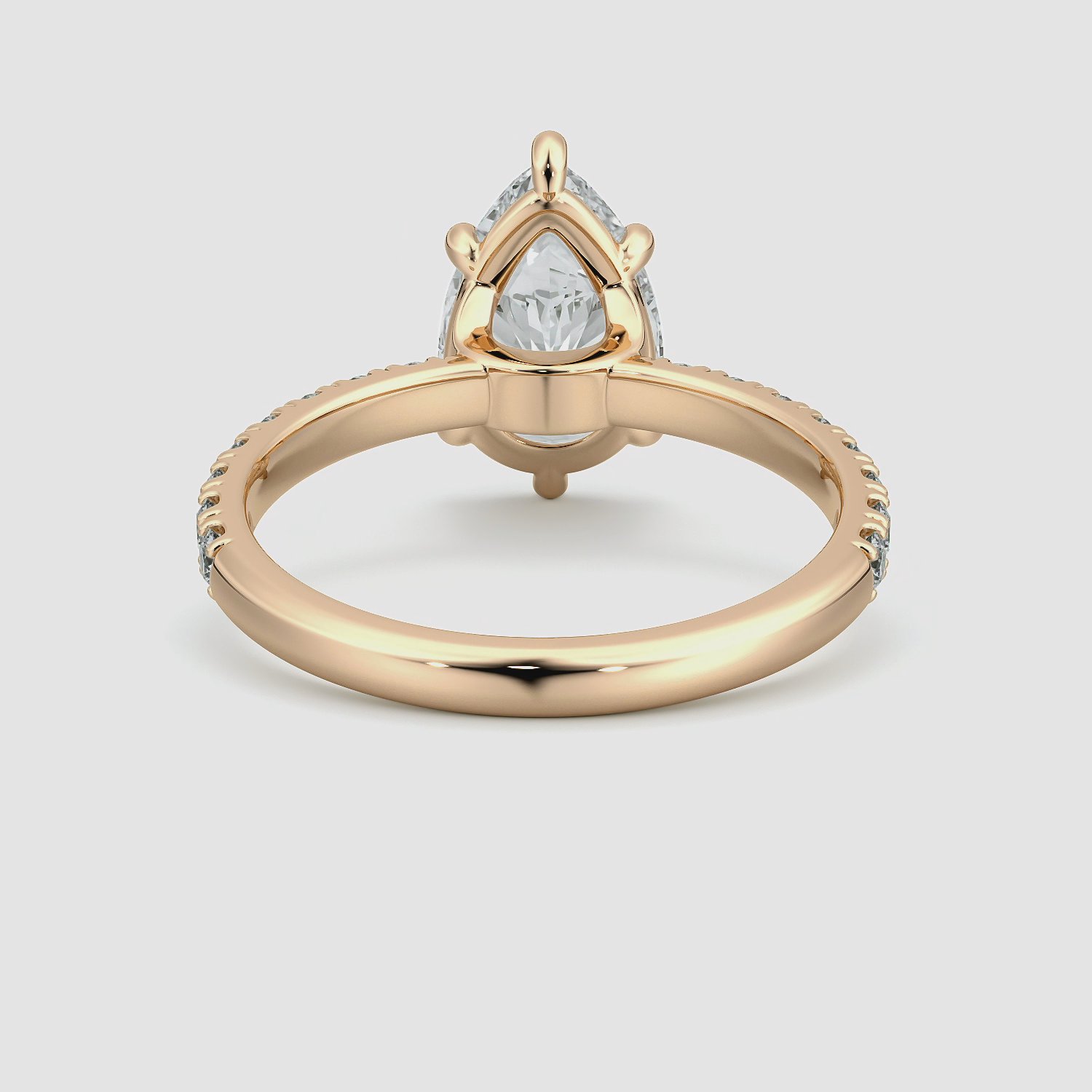 The Signature 6 Prong | Pear | 14k | Rose Gold | bandAccent: Pavé | bandWidth: large | hiddenHalo: no | diamondOrientation: vertical | caratWeight: other