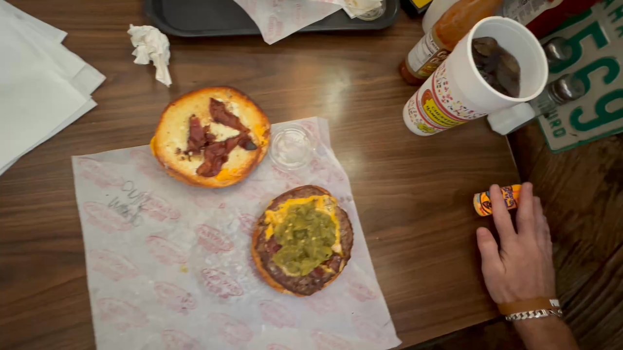 Chester's Hamburgers - Green Chile cheeseburger bacon and mayo. Land of enchantment special - Burgers Near Me - Universal City, Texas