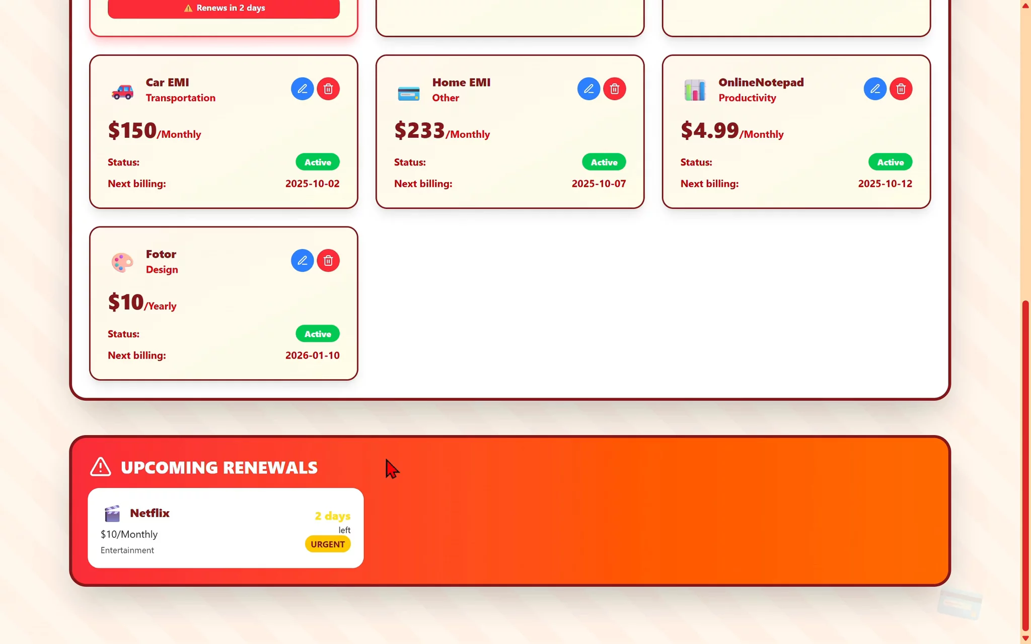 Subscription Tracker image 1