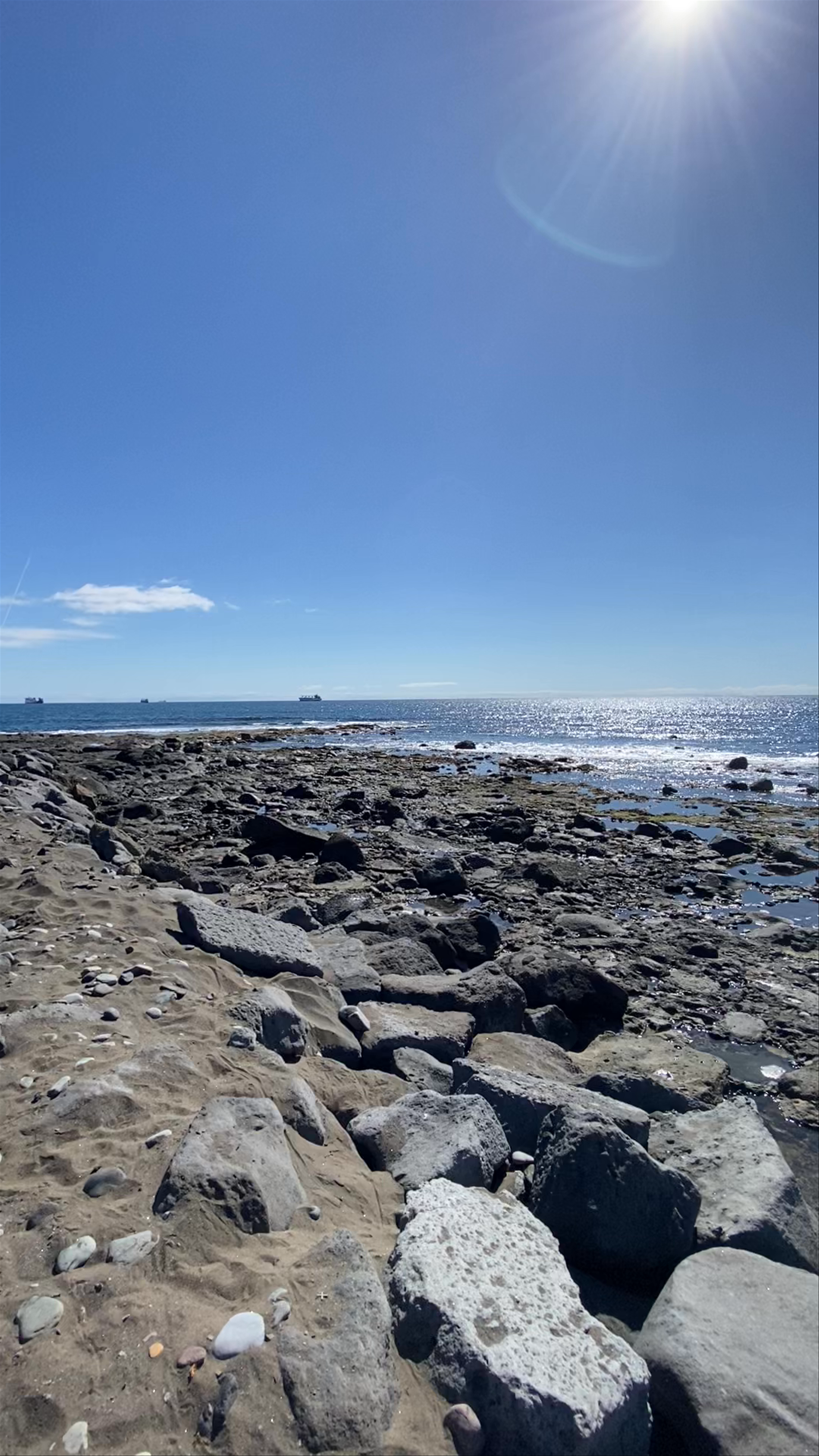 Sunlit Rocky Shores of Playa De La Laja, Gran Canaria