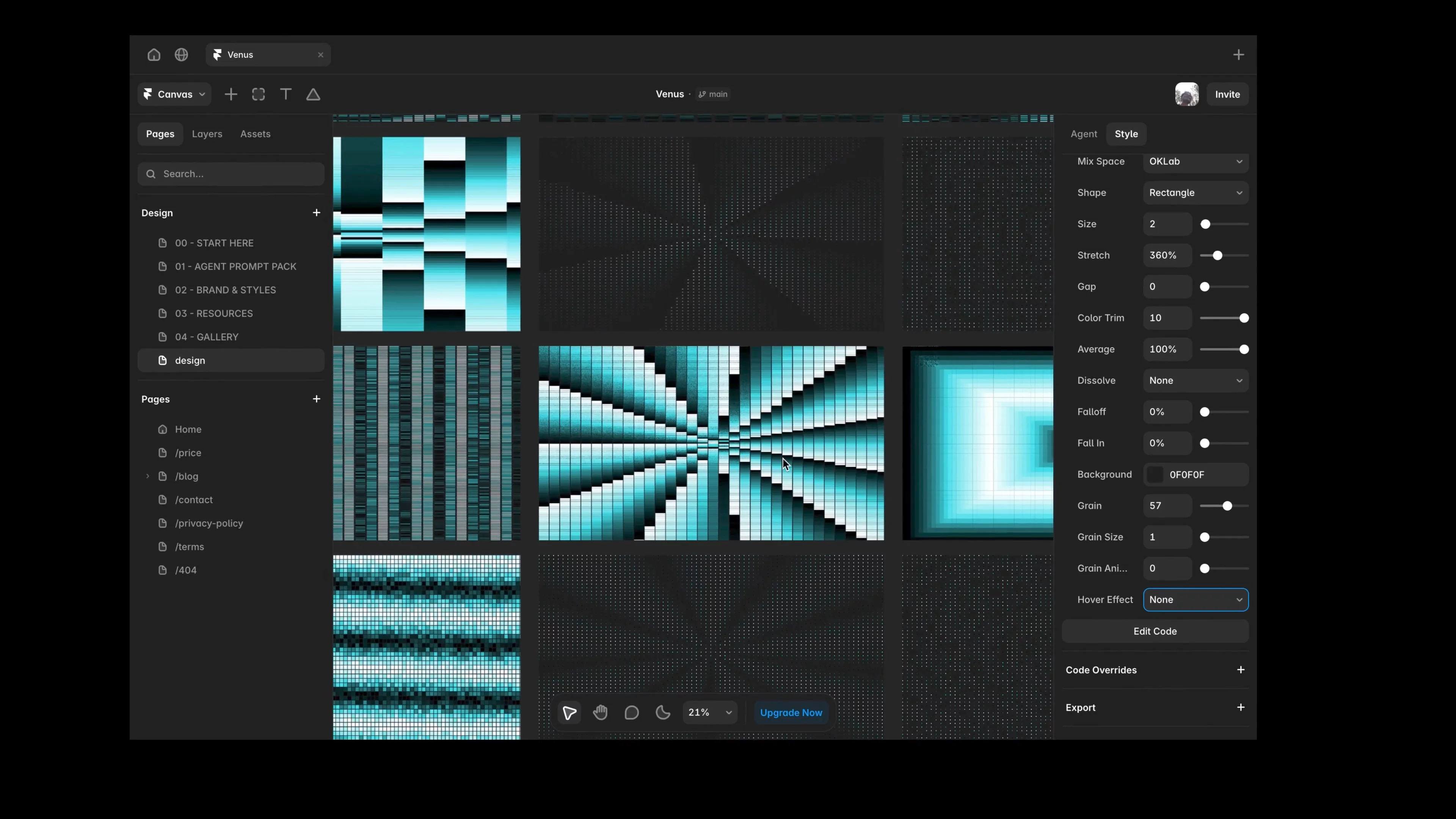 Built an internal tool inside @framer to create generative abstract visuals for "Venus" — my upcoming Framer template.