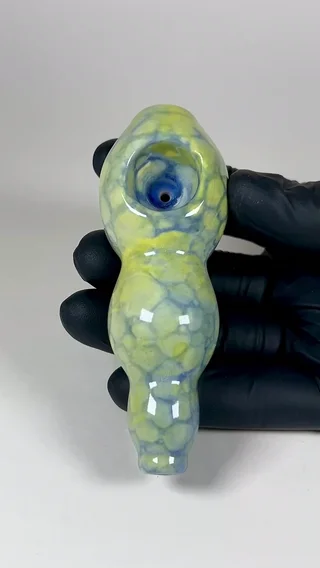 Preview pic of Bulbous Pipe - 4.25 Inches - Ceramic - Yellow and Blue