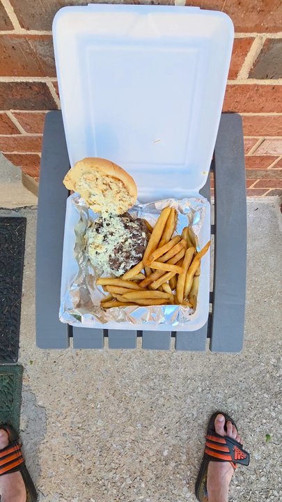 McCloskey's Tavern - Black and Bleu burger with Fries. $18 - Bars Near Me - Ardmore, Pennsylvania