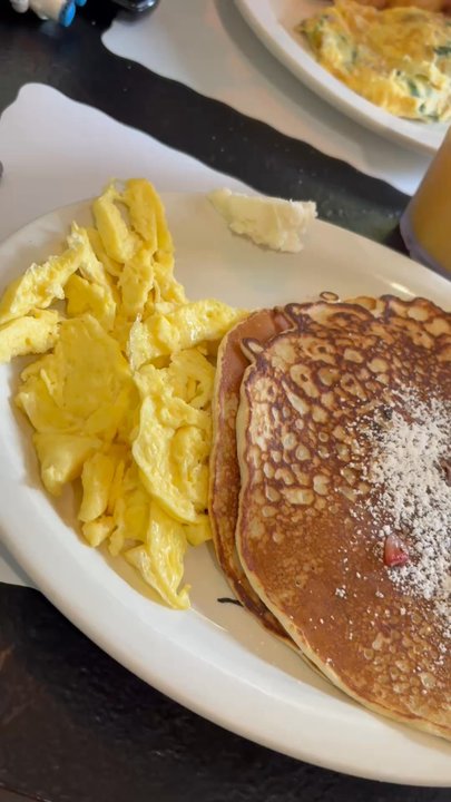 Steve & Andrea's Restaurant - Strawberry and Banana Pancake Combo with eggs ! - Breakfast & Brunch Near Me - Rutherford, New Jersey