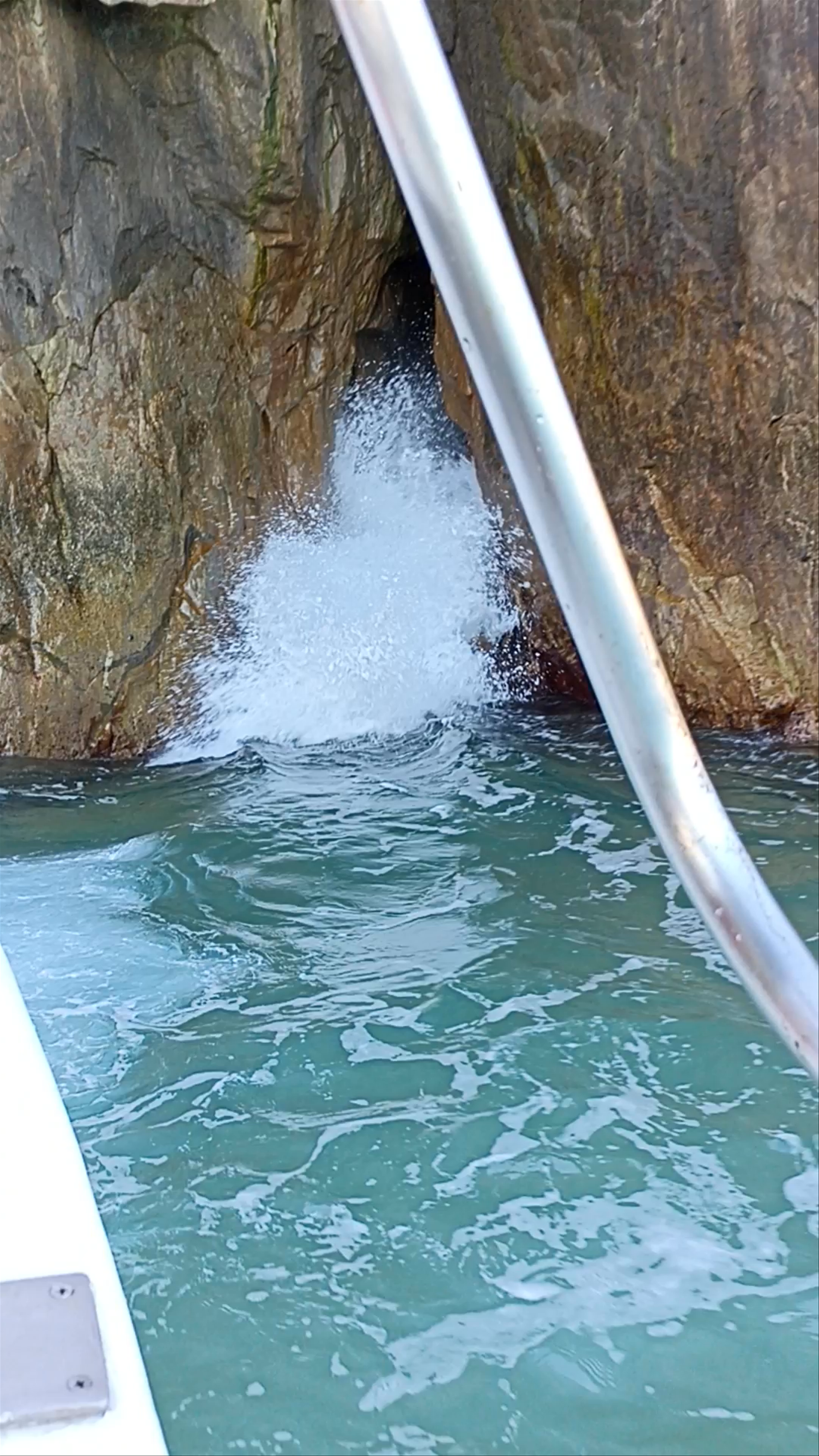 Ocean Waves Crashing into Rocky Caves in Cabo San Lucas
