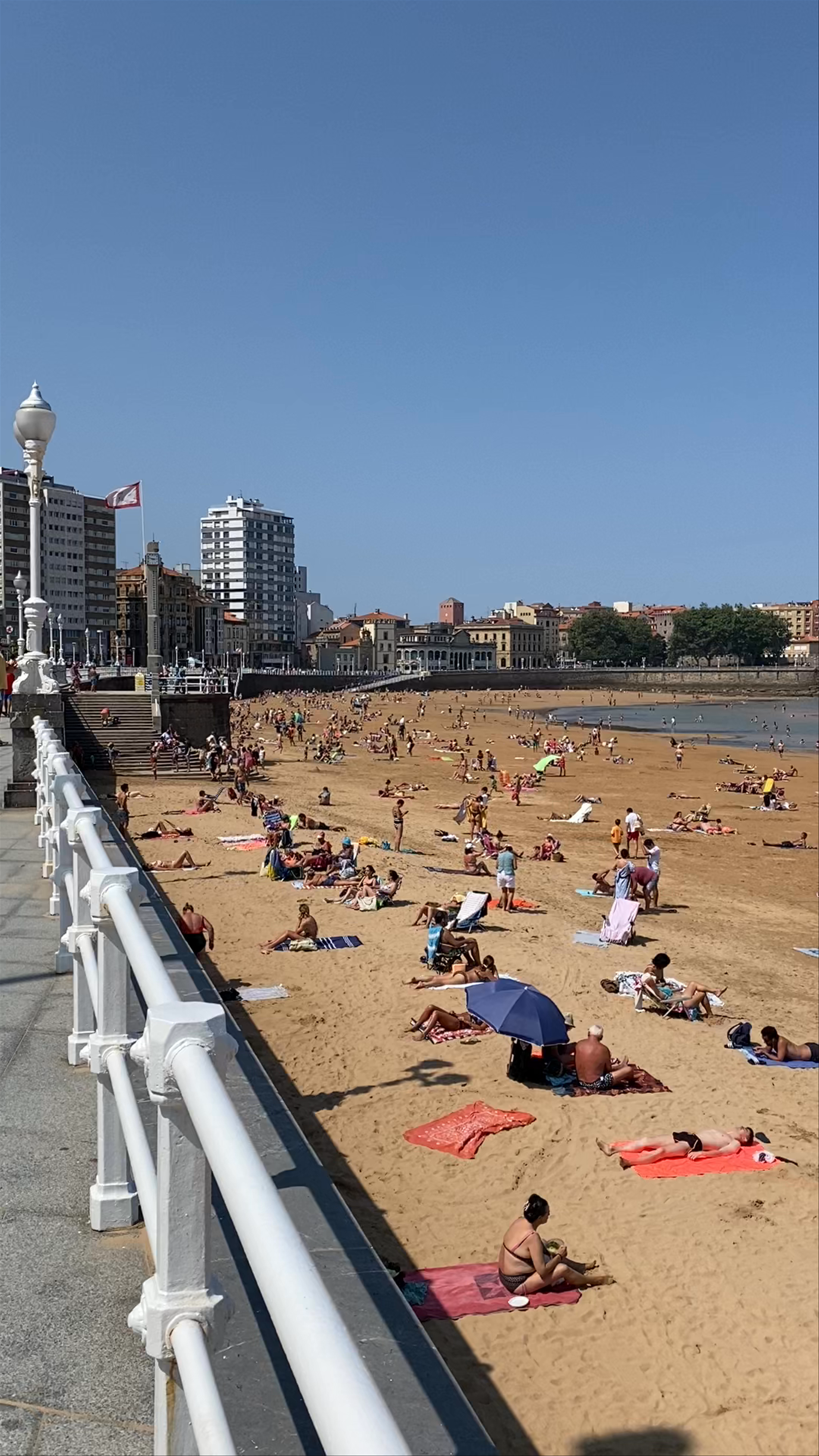 Sunny Summer Day at Playa de San Lorenzo, Gijón, Spain