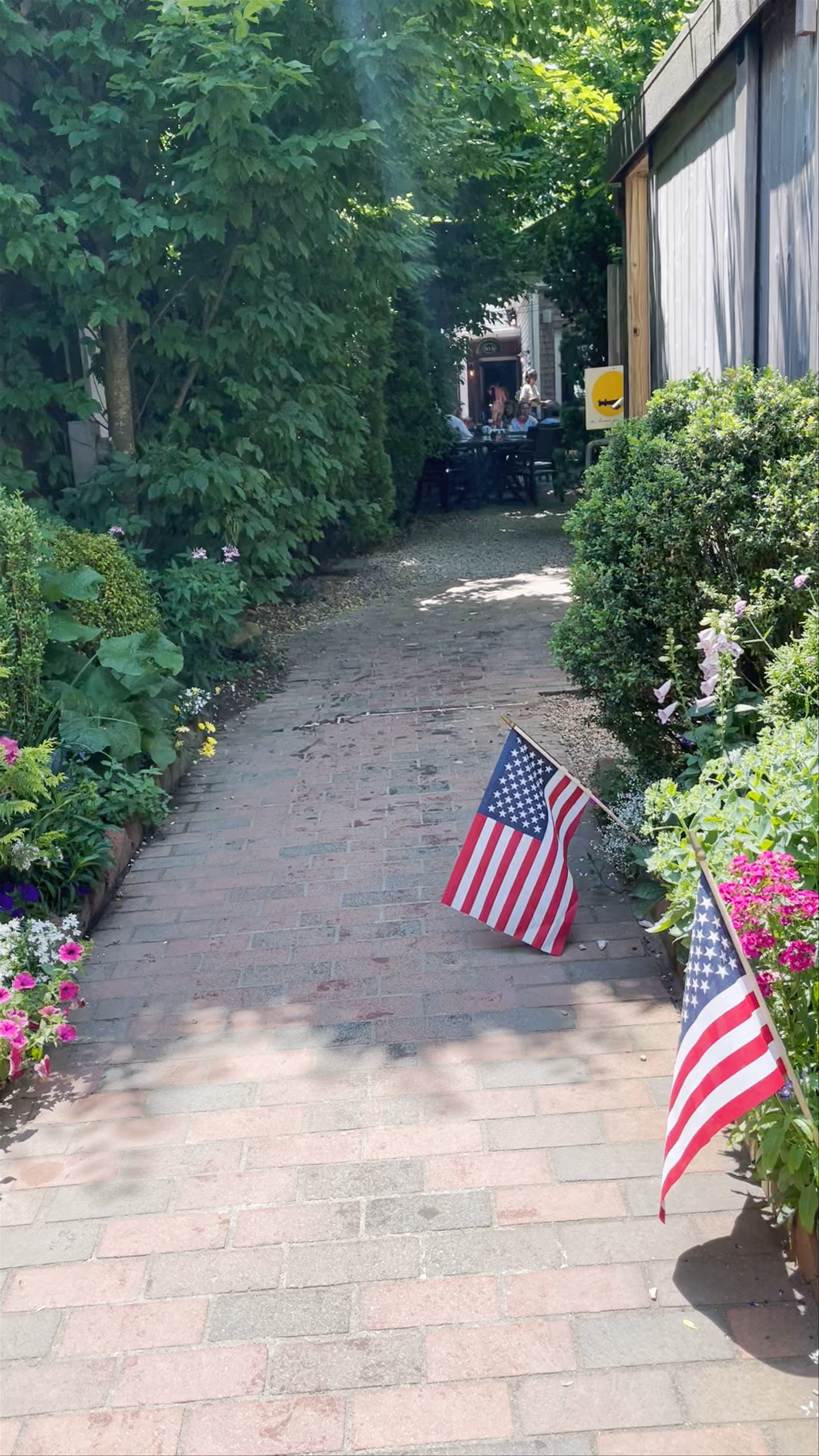 Hidden Garden Path and Cozy Outdoor Cafe in Edgartown, Massachusetts