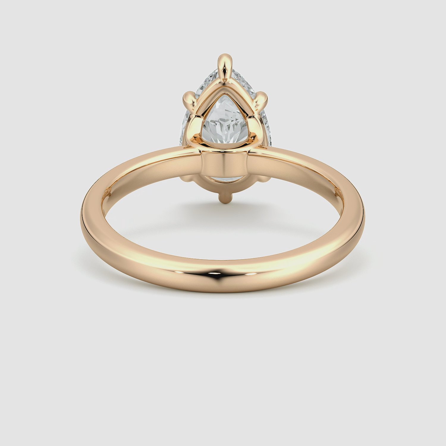 The Signature 6 Prong | Pear | 14k | Rose Gold | bandAccent: Plain | bandWidth: large | hiddenHalo: no | diamondOrientation: vertical | caratWeight: other