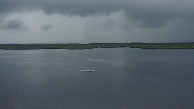 Motorboat sailing on the lake