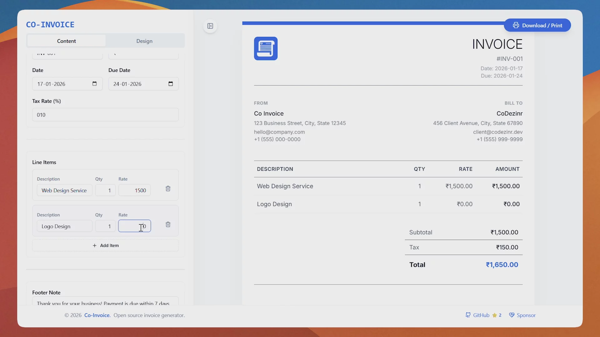 Co-Invoice – Modern Invoice Generator image 1