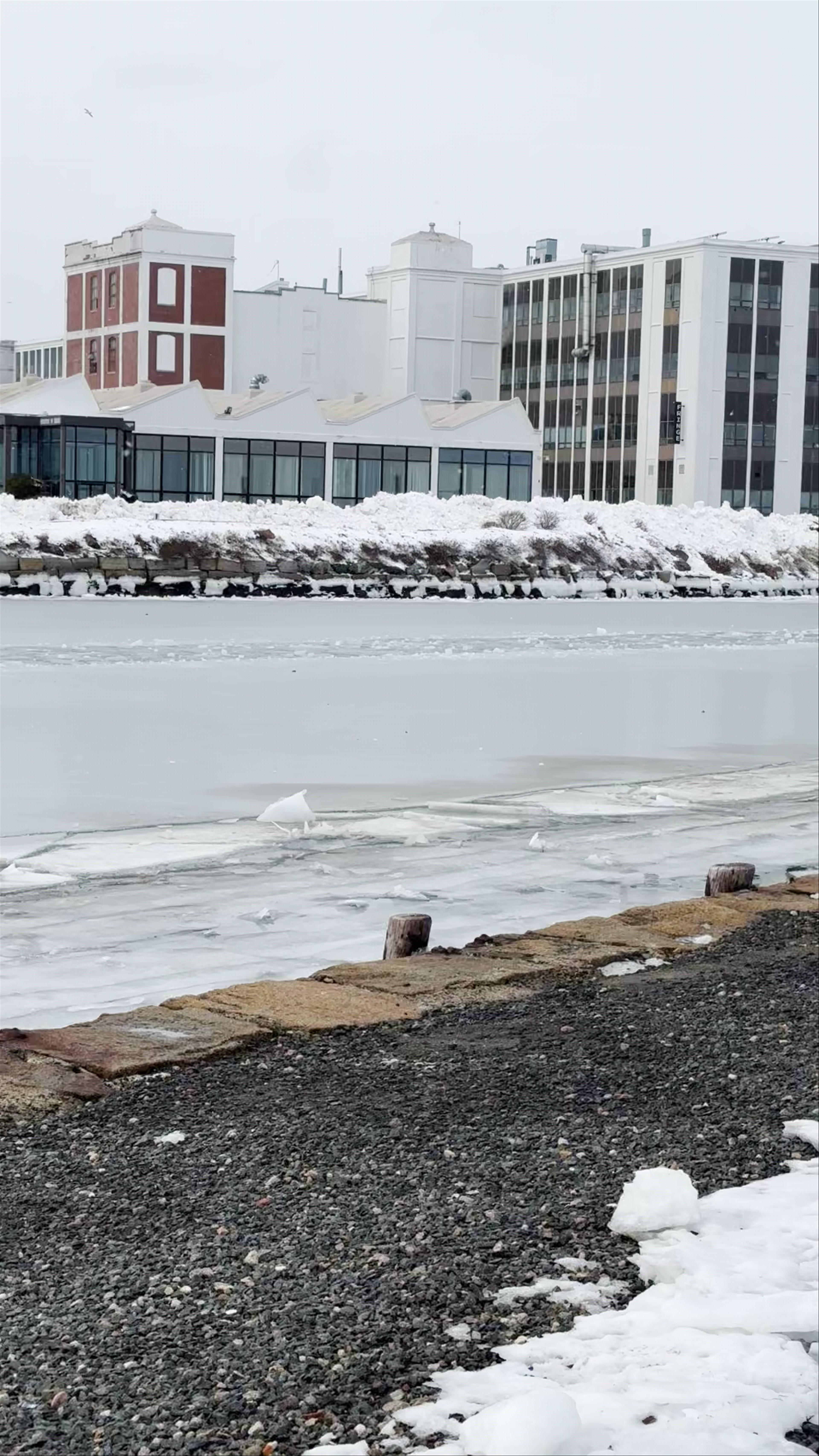 Frozen Waterfront Walk at Derby Wharf Light Station, Salem