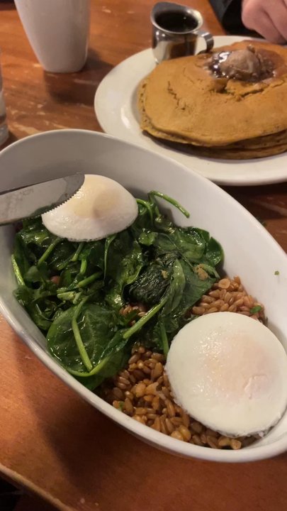 Matt's Big Breakfast - Cool oozy egg shot but this was not worth eating - Grains, Greens and Beans - Breakfast & Brunch Near Me - Phoenix, Arizona