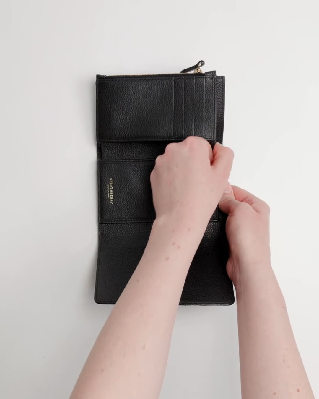 Strathberry - Kite Medium Trifold Wallet - Black