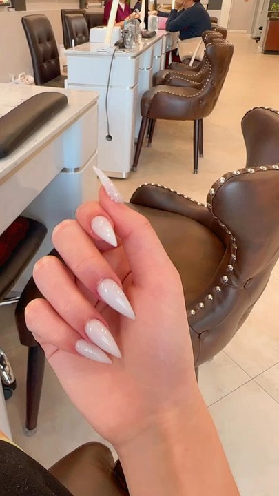 Lux Nail Lounge - I love the shape and the milky white color powder - Nail Salons Near Me - Oviedo, Florida