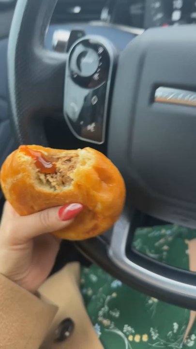 Mr Donut & Kolaches - Brisket Kolache, BBQ sauce came on the side. Amazing. Couldn't wait, had to try it while it was still hot. - Bakeries Near Me - Houston, Texas