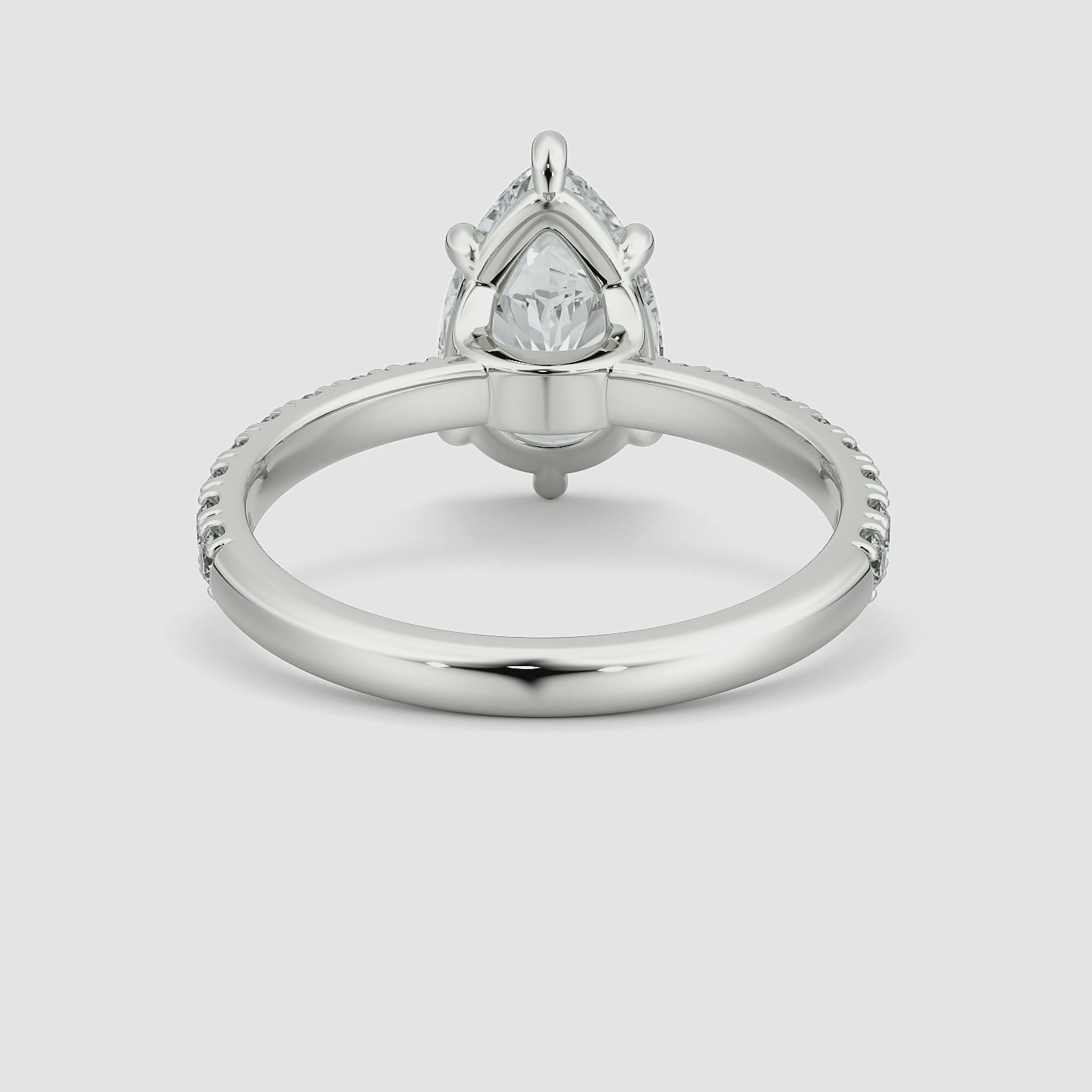 The Signature 6 Prong | Pear | Platinum | bandAccent: Pavé | bandWidth: large | hiddenHalo: no | diamondOrientation: vertical | caratWeight: other