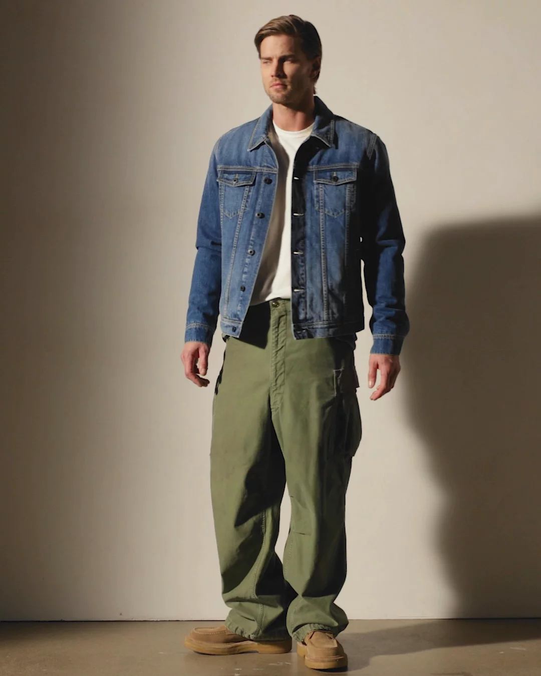 Lined Denim Trucker Jacket - Medium Wash | James Perse Los Angeles