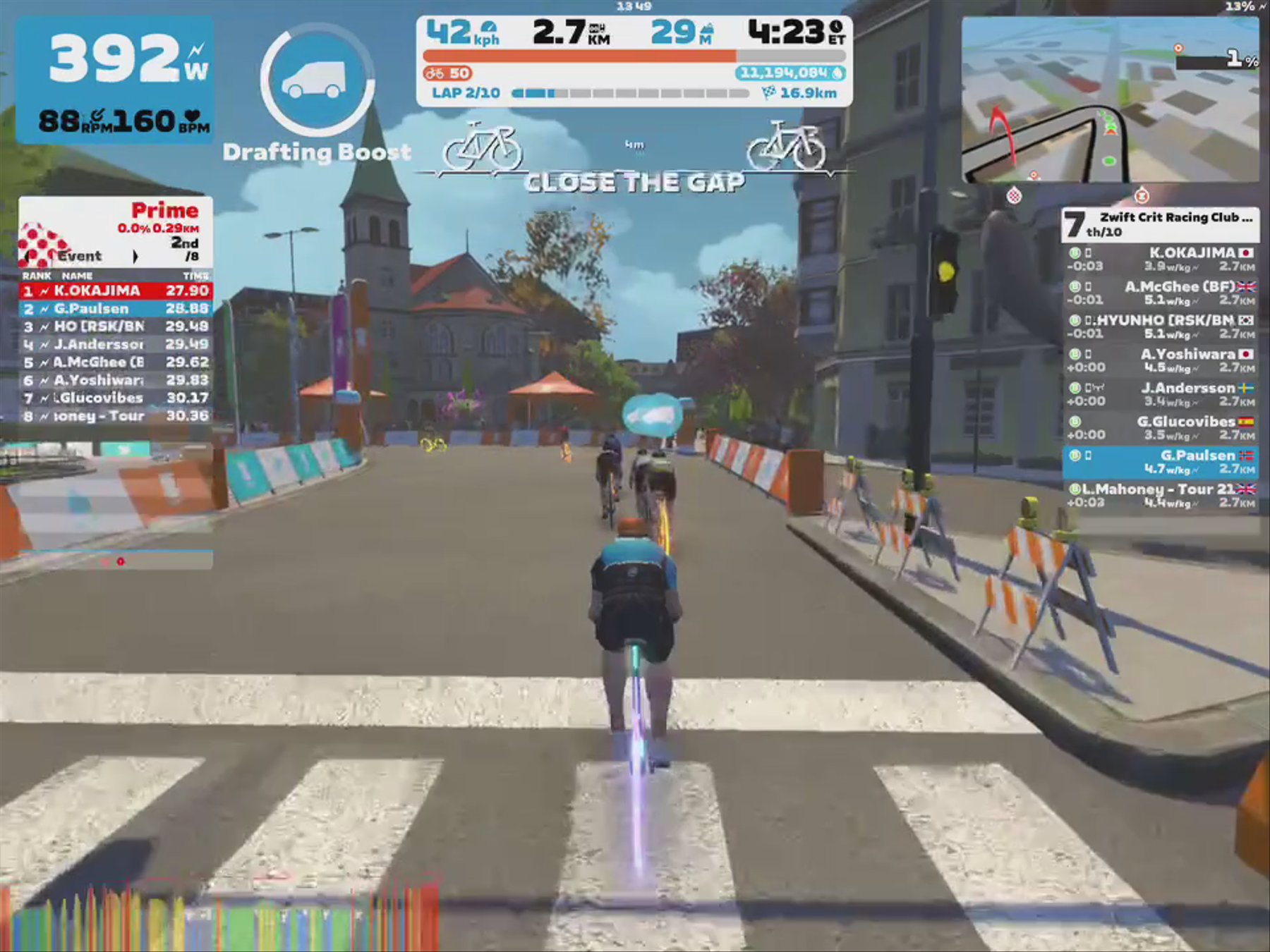 Zwift - Race: Zwift Crit Racing Club - The Bell Lap (B) on The Bell Lap in Crit City