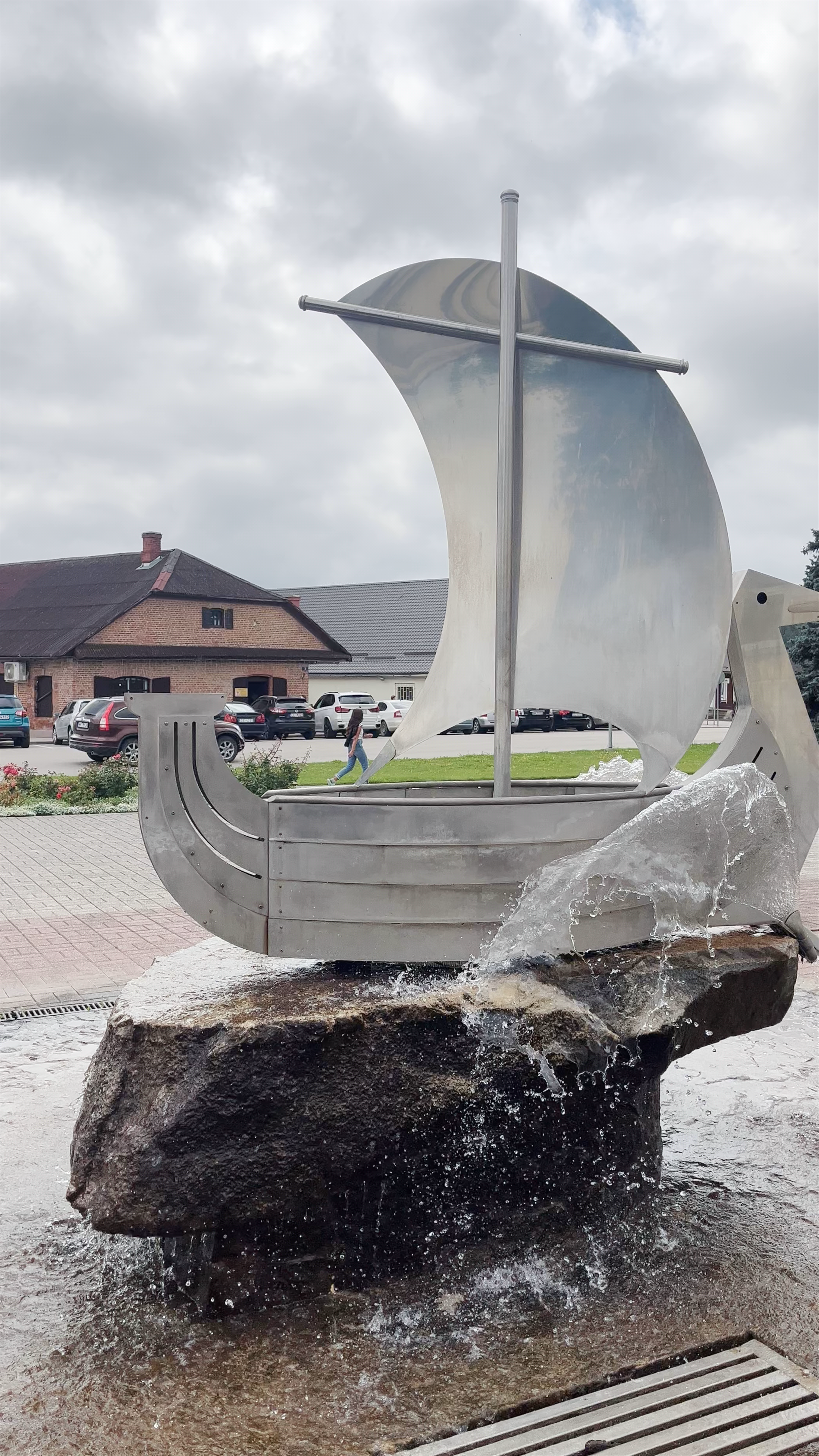 Strūklaka in Historic Center of Krāslava, Latvia
