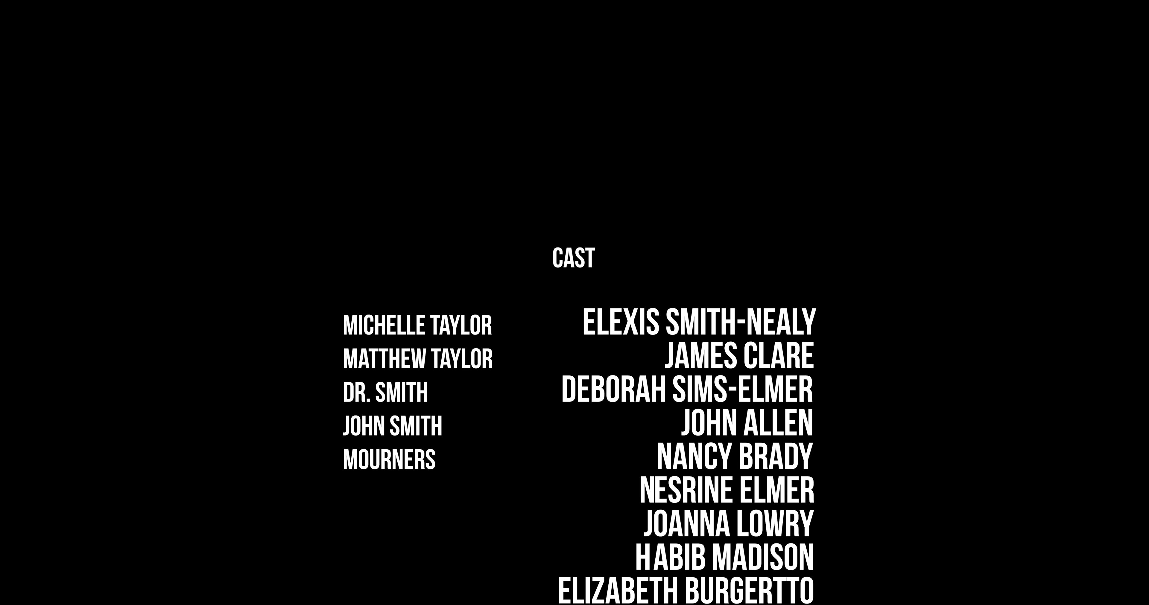 The closing credits sequence displays the cast, production crew, and directorial acknowledgments against a background scene of a candlelit table.