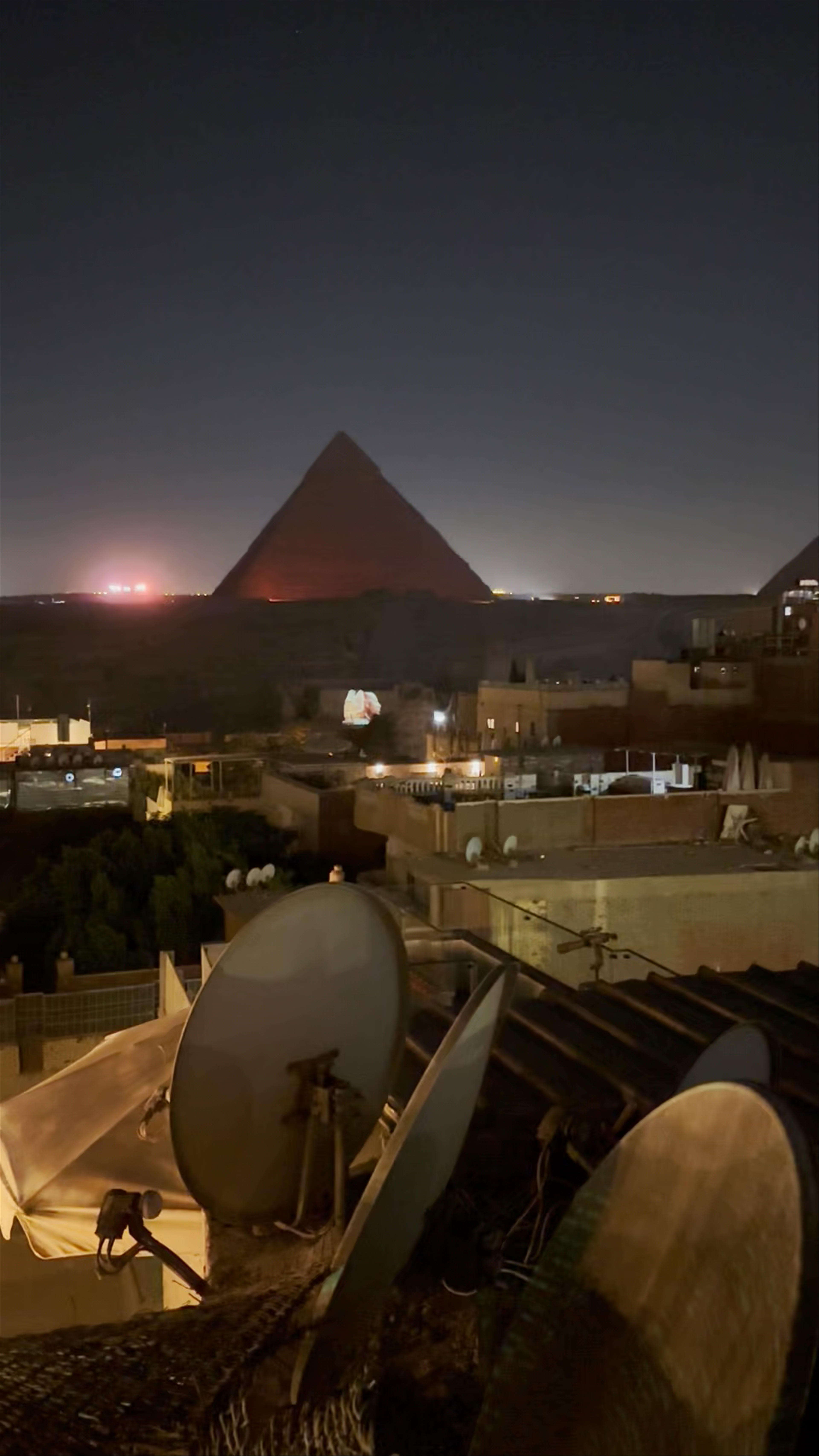 Mystic Night View of the Pyramids from Pyramids Magic View Hotel in Egypt