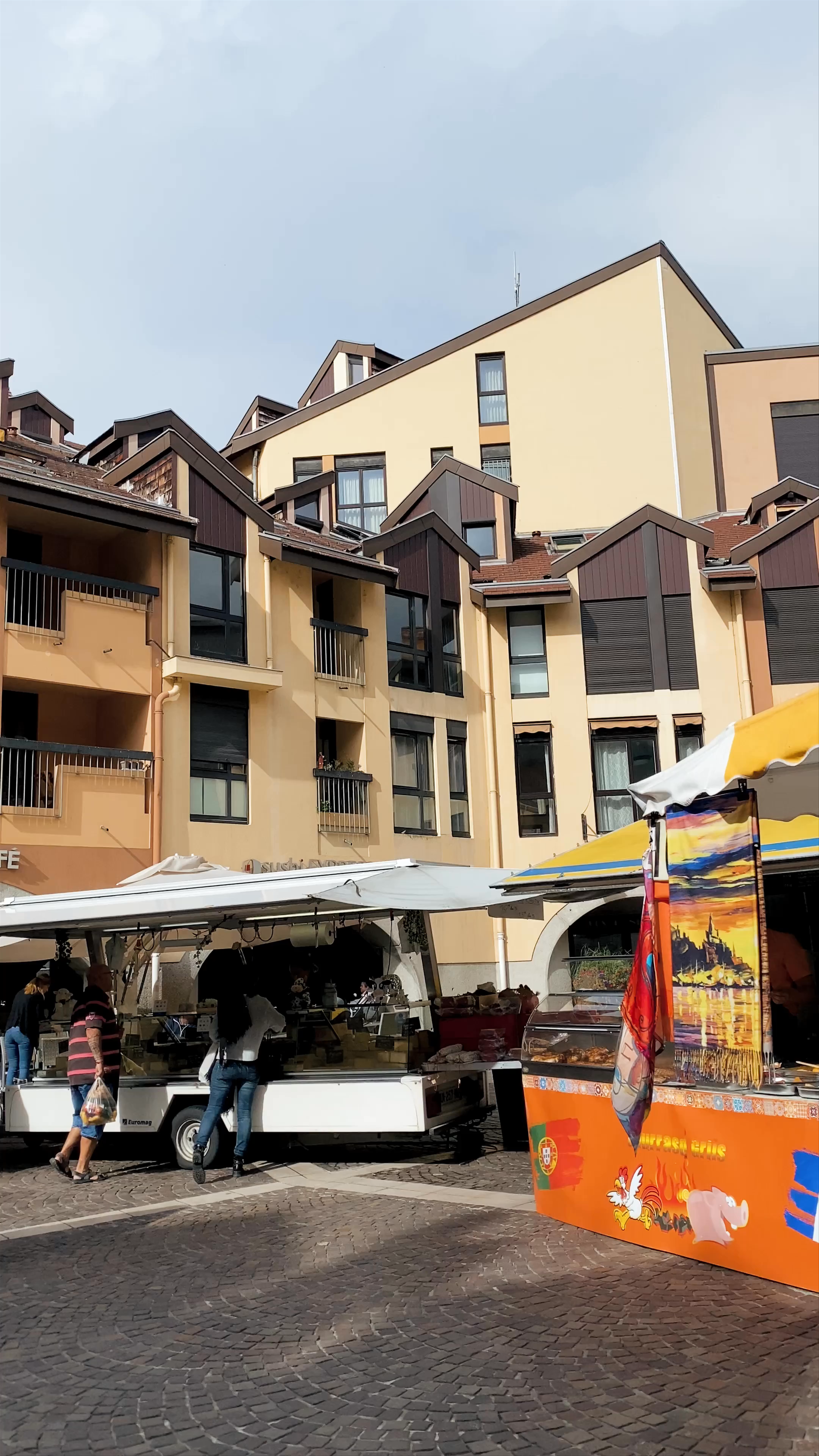 Vibrant Market Life at Place de la Gare, Annecy