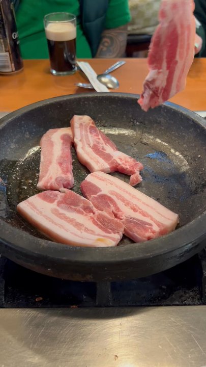 Cho Sun Ok Restaurant - Grilling pork belly - Korean Near Me - Chicago, Illinois