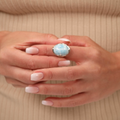 Larimar Cocktail Sterling Silver Ring Genuine Marahlago