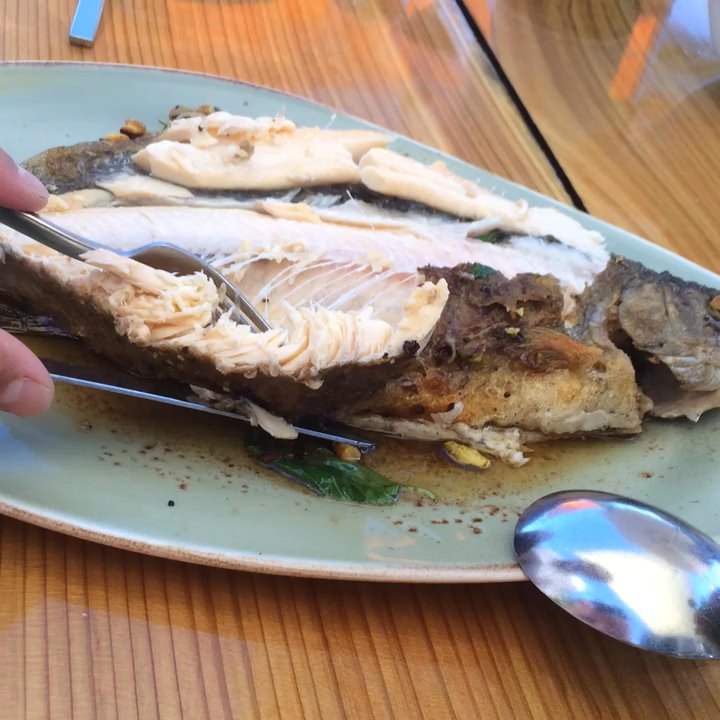 Westward - Trout filleted table side, finished with rhubarb sauce and pistachios. Big enough for two. We enjoyed every morsel! - New American Near Me - Seattle, Washington