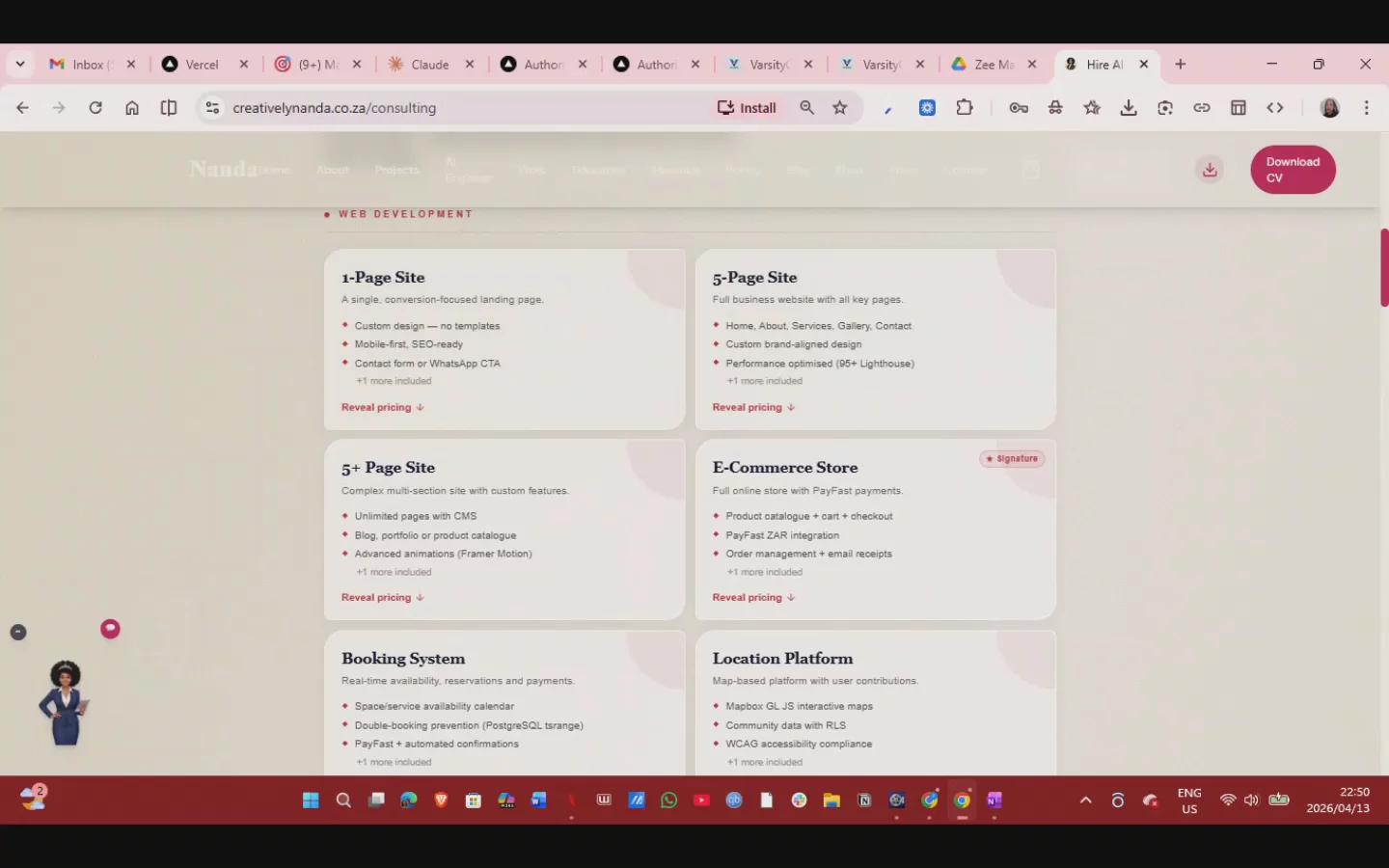 CreativelyNanda — Portfolio, AI Chatbot & Tem image 1