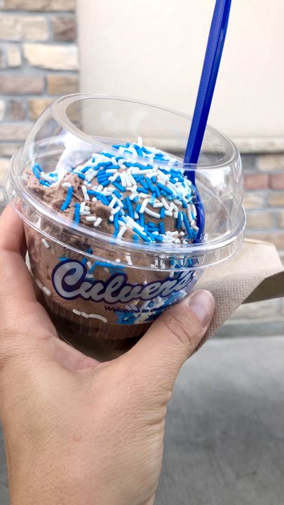 Culver's - Single scoop chocolate with sprinkles. Love their culver colored sprinkles :) - Burgers Near Me - Lehi, Utah