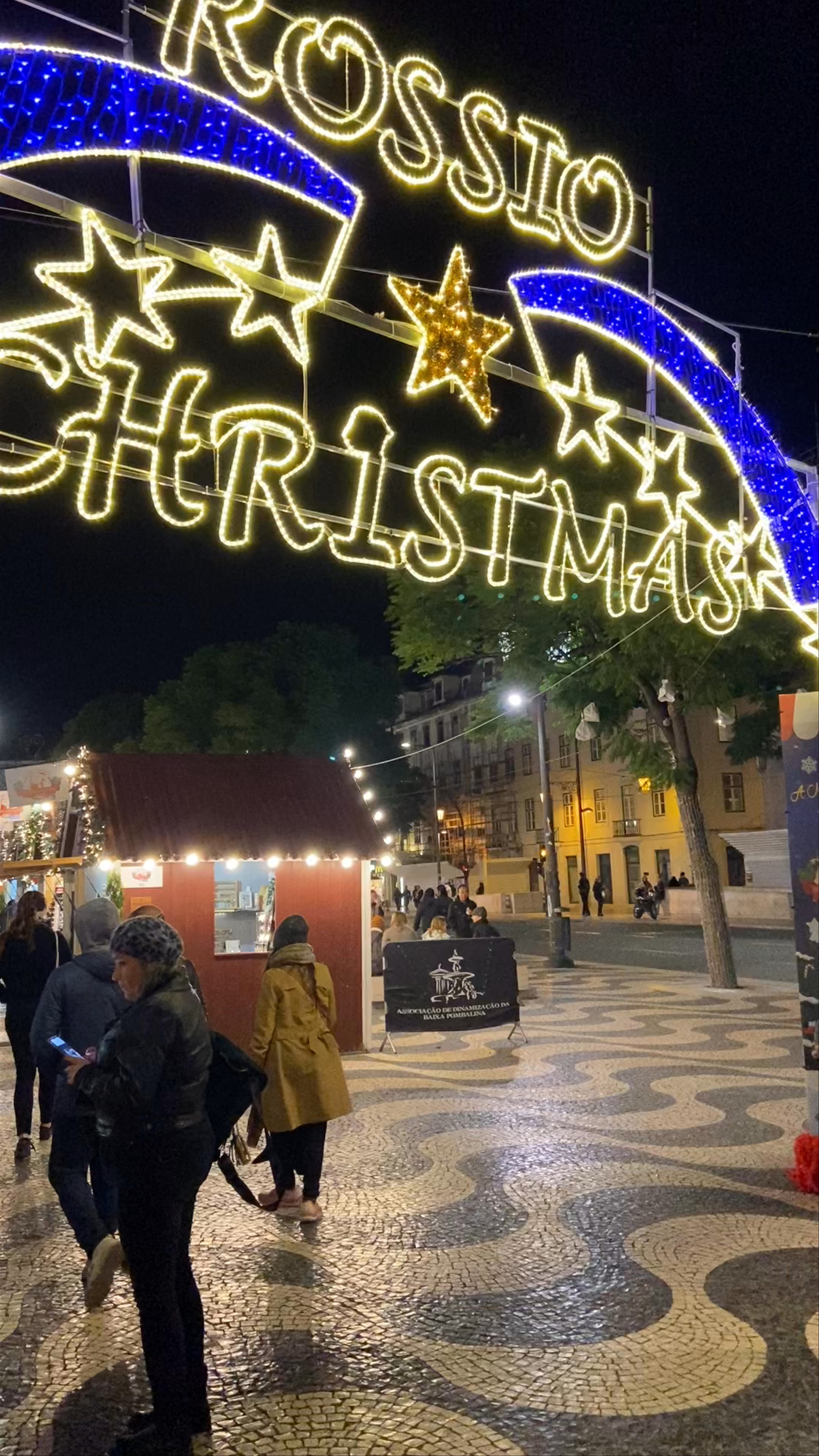 Rossio Christmas Market by Night in Lisbon