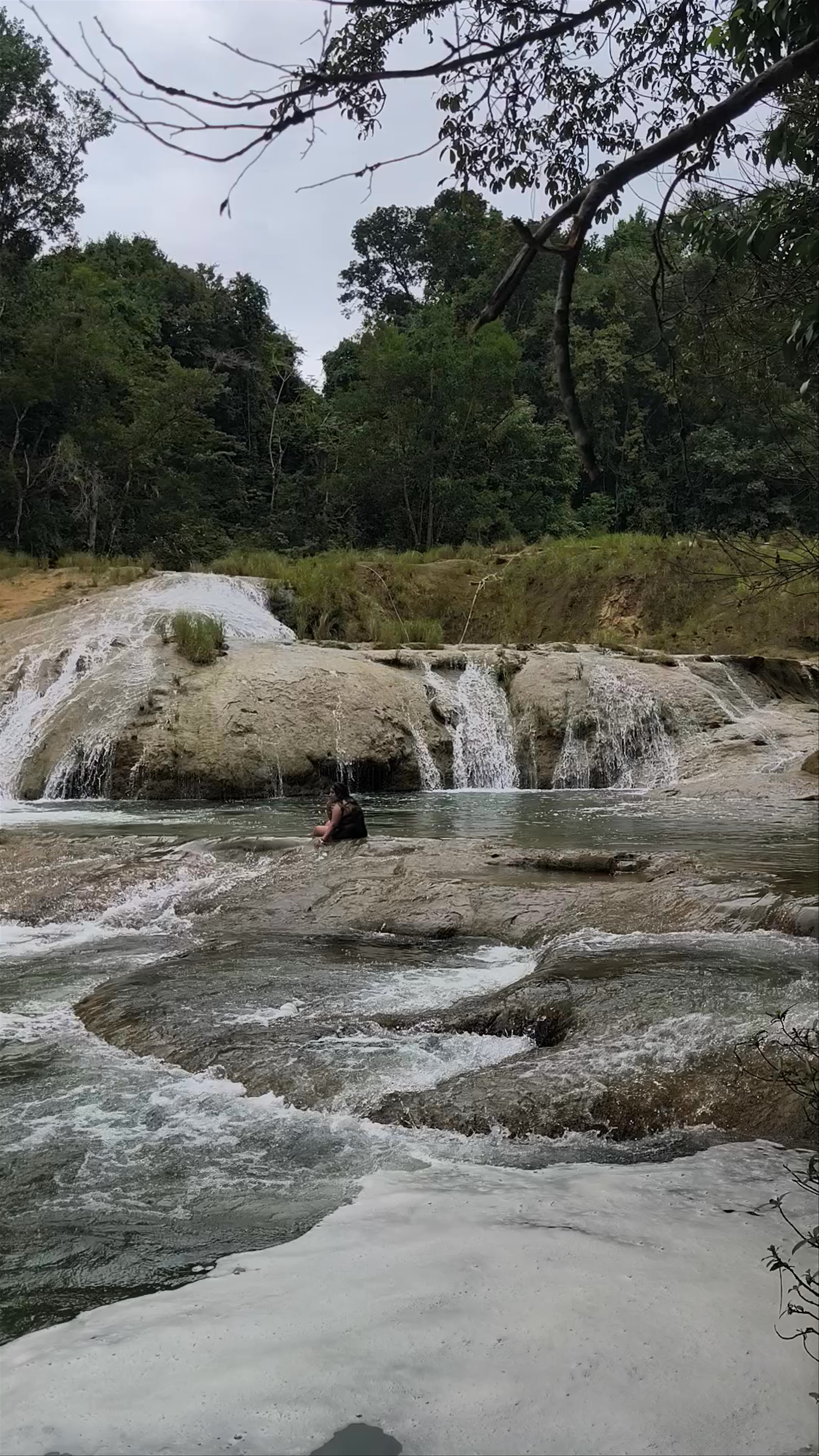 Laguna Roberto Barrios Waterfall Serenity in Chiapas, Mexico