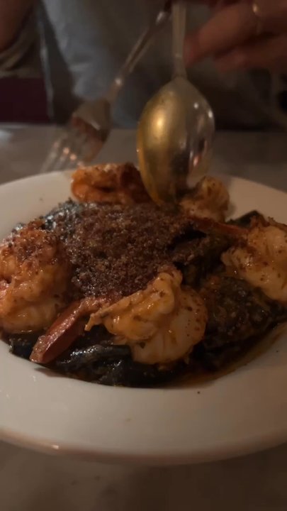 Little Dom's Seafood - Squid ink pasta! Their Homemade pasta melts in your mouth - Pizza Near Me - Carpinteria, California