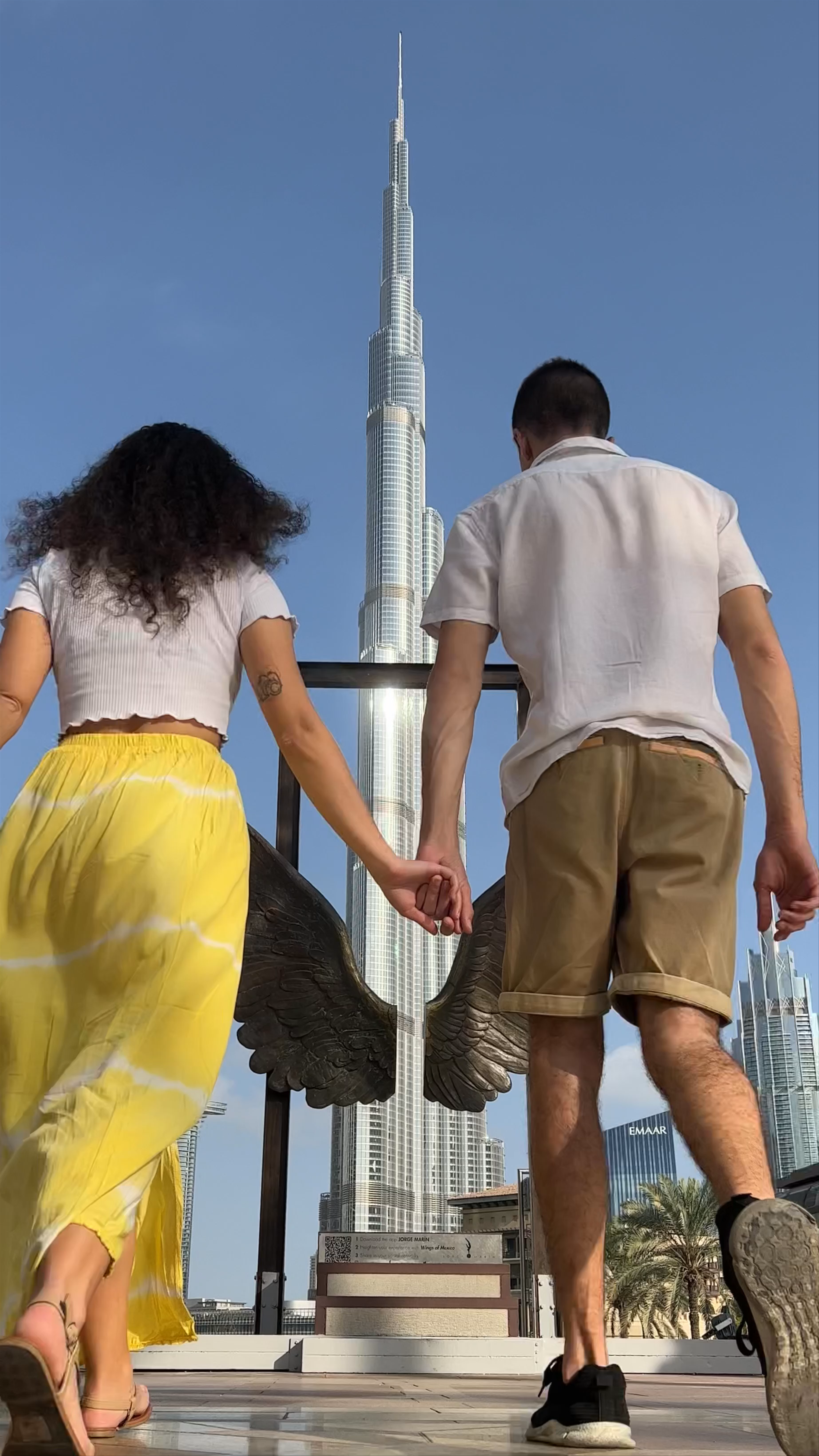 Wings of Mexico Statue with Burj Khalifa Backdrop in Dubai