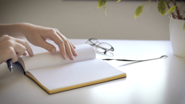 Writing in a notepad