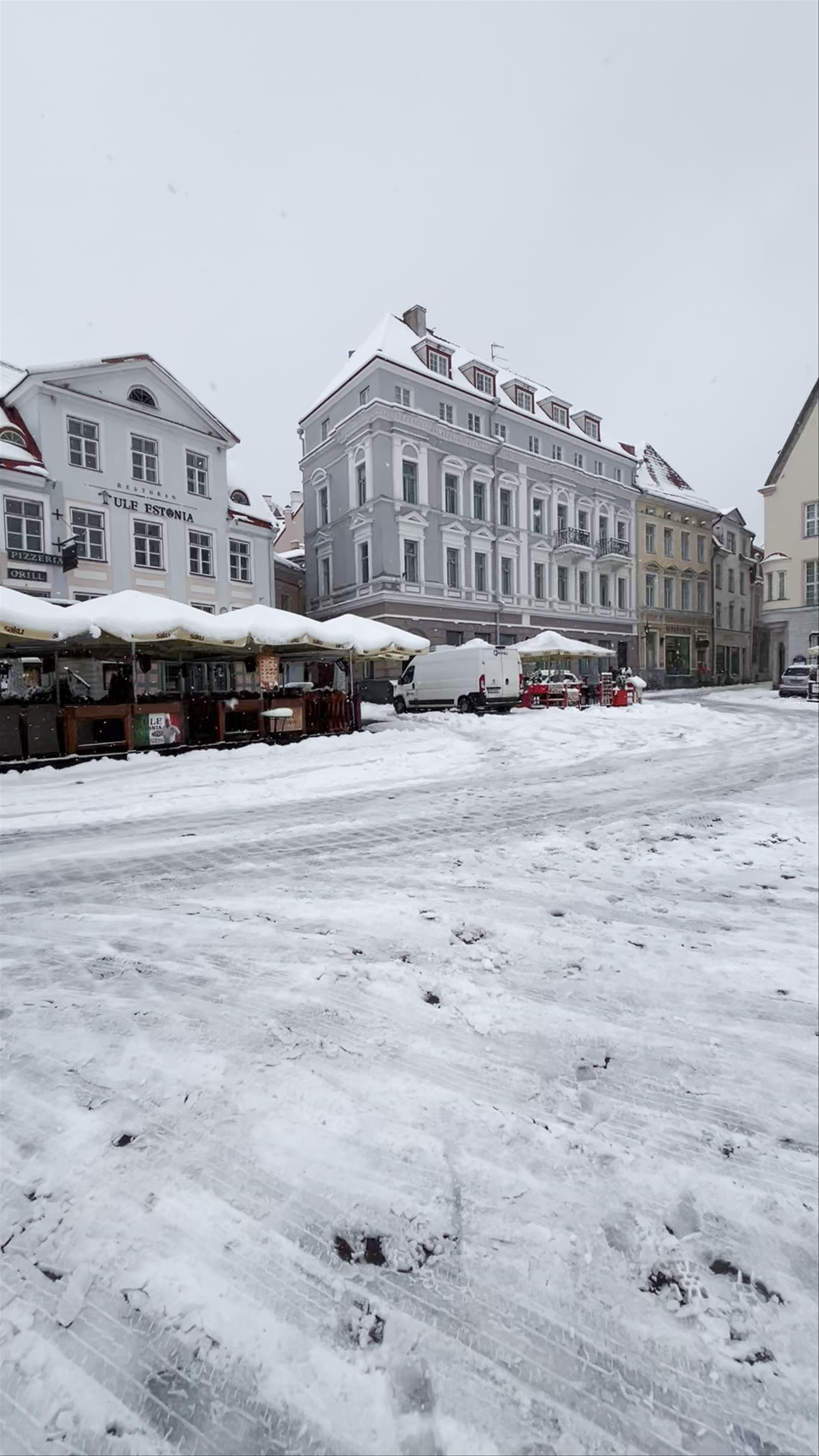 Snowy Day at Town Hall Square, Tallinn, Estonia