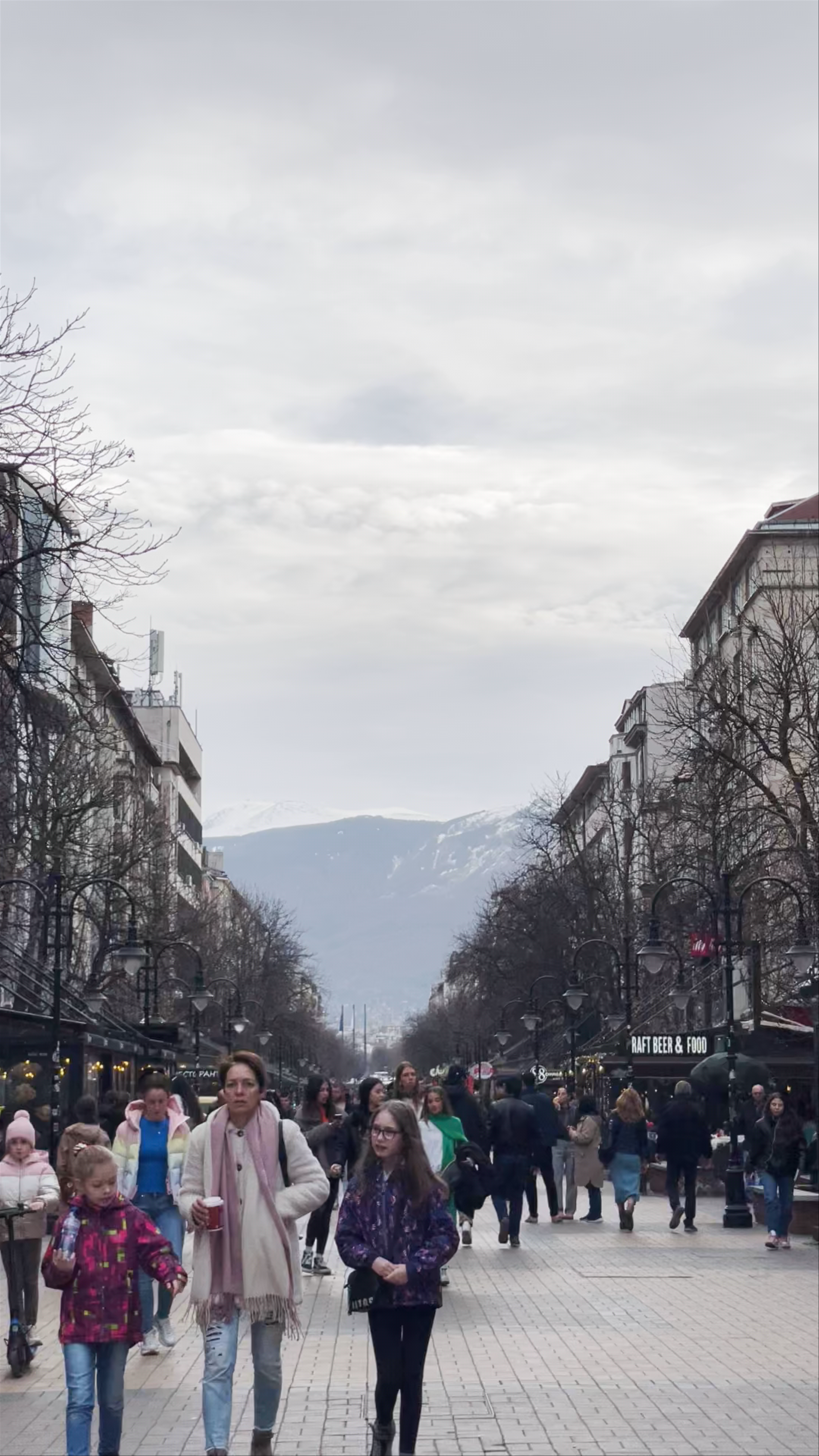 Vibrant Pedestrian Street Life at Bulgaria Mall, Sofia