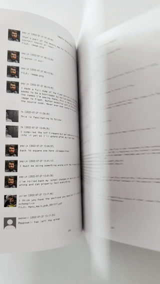 Animated GIF flipping through the pages of an OMATA process book